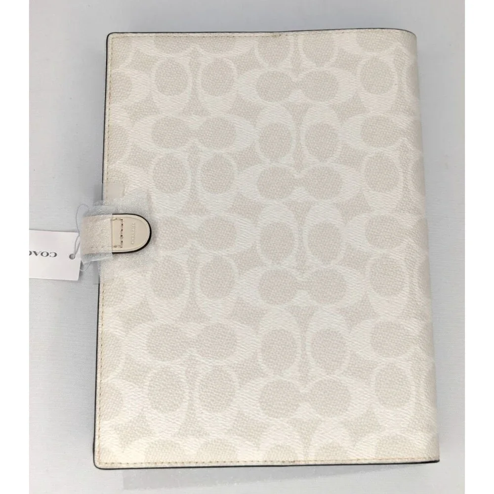 Coach Notebook - CZ198 White Chalk Signature Canvas/Smooth leather - NWT